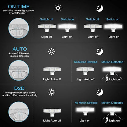 SAATLY Motion Sensor Outdoor Lights - 4600LM LED Security Lights, Dusk to Dawn, IP65 Waterproof, 3 Adjustable Head Motion Detector Flood Lights for Garage, Yard, Porch