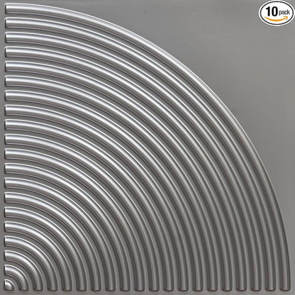 From Plain To Beautiful In Hours 9002 Arc Swell PVC 12 in x 12 in Peel and Stick Wall Panels (Covers / 10 sq.ft), Silver, 10 Piece