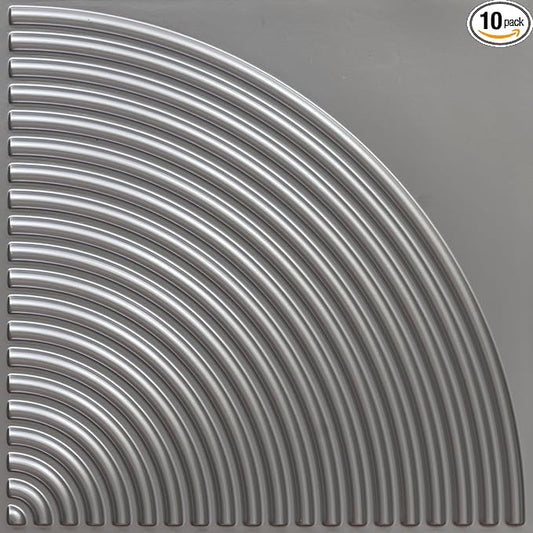 From Plain To Beautiful In Hours 9002 Arc Swell PVC 12 in x 12 in Peel and Stick Wall Panels (Covers / 10 sq.ft), Silver, 10 Piece