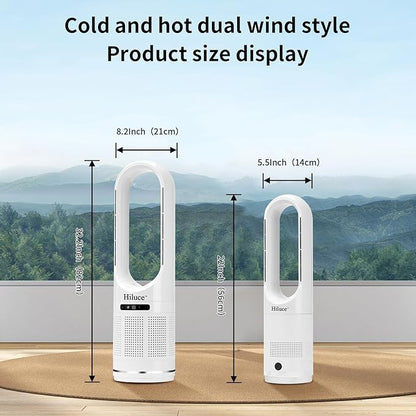 Hiluce 3-in-1 Bladeless Fan with Air Purifier,Indoor Heater,Fan and Heater Combo HEPA Filter,Tip-Over Switch,26ft/s Quiet Tower Fans,80°Oscillating, 8 Speeds, 9H Timer, 32 inch Large