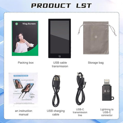 LANBOUY Selfie Screen Back Camera Monitor Phone Vlog Magnetic Selfie Screen Mirroring Vlogging Content Creator Kit for Live Stream Tiktok, Compatible with iPhone