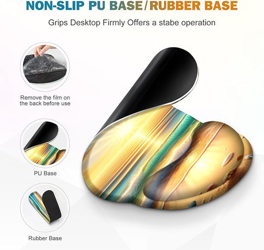 Gaming Mouse Pad, Large Desk Mat, Cute Desk Pad Protector, 4in1 XXL Mousepad + Keyboard Wrist Rest+Mouse Wrist Rest+Coaster Set with Ergonomic Desk Pad for Home Office Computer, Beach Sun Shell