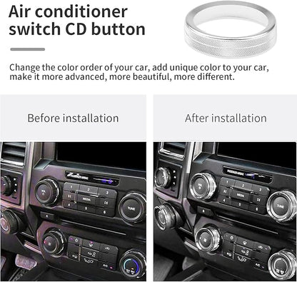 Knob Cover for F150 AC Climate Control Switch/Trailer/4WD/VOL/Tune Button Interior Center Console Trim Accessories Compatible with Ford F150 XLT 2016 2017 2018 2019 (Silver 6 Pcs)