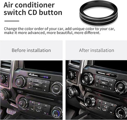 Knob Cover for F150 AC Climate Control Switch/Trailer/4WD/VOL/Tune Button Interior Center Console Trim Accessories Compatible with Ford F150 XLT 2016 2017 2018 2019 (Black 6 Pcs)