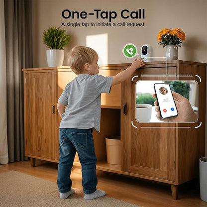 INFIYA 2K Baby Camera-WiFi Home Security Cameras Indoor via One-Tap Call with Elderly/Baby/Nanny, Motion Alert, Local/Optional Cloud Storage, Compatible with Alexa/Google Home, K7 1Pack (2.4GHz Only)