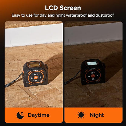 Laser Tape Measure 2-in-1, 197Ft Laser Distance Meter & 16Ft Digital Tape Measure, with LCD Display, Pythagorean Mode, Area/Volume Calculation, USB-C Rechargeable for Woodworking and Construction