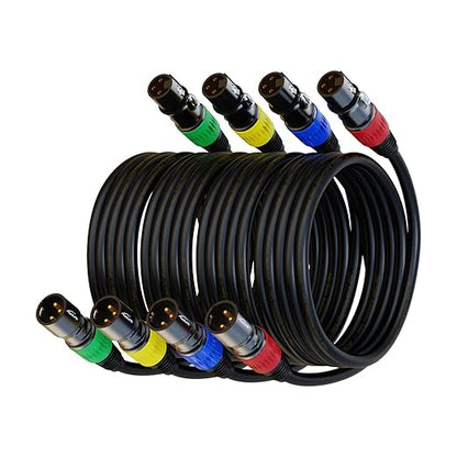 AuxLink XLR Cables, XLR Microphone Cable 10 ft 4 Pack, Gold-Plated 3-pin XLR Speaker Cable Male to Female Balanced Mic Cable