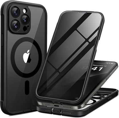 BERFY Magnetic for iPhone 13 Pro Max Case, Compatible with MagSafe, Built-in Privacy Screen Protector and Upgraded Camera Protection, Anti-Spy Full Body Shockproof Phone Case for 13 Pro Max 6.7",Black