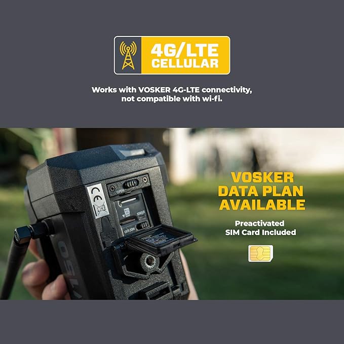 Vosker V150 Solar-Powered LTE Cellular Home Security Outdoor Camera | Motion Activated Photo Capture Nightvision Wireless Camera | Receive Photos (No Video) on Your Mobile App (V150-Nationwide Pack)