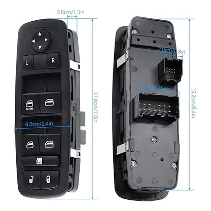 WUANGKI Master Power Window Control Switch | Front Driver Side | 13+8 Pins | Compatible with 2009-2010 Dodge Journey 2007-2010 Nitro 2008-2009 Jeep Liberty | OE 4602632AB | Window Buttons