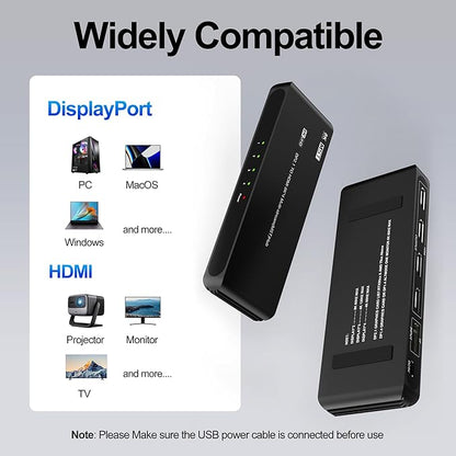 DisplayPort to HDMI Splitter for 4 Monitors, 8K@60Hz HDMI Splitter Extended Display 1 DP in 4 HDMI Out DisplayPort MST Hub for Multiple Monitor, Compatible with Computer, Graphic Card, PC