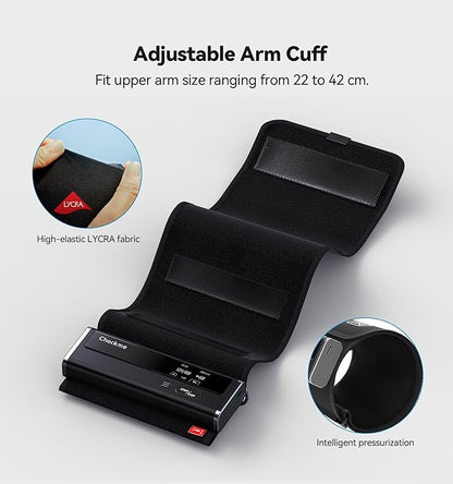 Checkme WiFi Blood Pressure Monitor for Home Use, Bluetooth Automatic Arm Cuff, Smart Digital BP Machine, Wireless Portable USB Rechargeable with X3 Accuracy Function, Free APP for iOS & Android Black