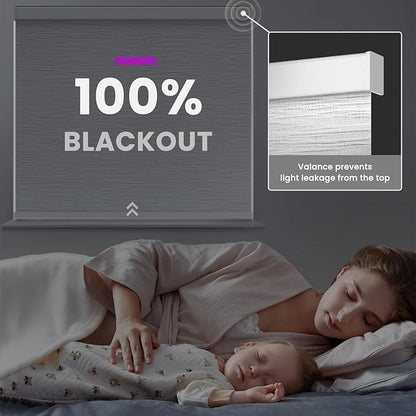 Astomi Motorized Roller Shades for Windows, Blackout Automatic Blinds, Smart Blinds, Voice Control, Work with Alexa, Google, Custom Size,Vinyl-Classic Black