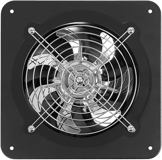 XUFOPLY 7 Inch Exhaust Fan, 110V 100W Wall Mounted Vent Fans 2600RPM Kitchen Bathroom Windows Fan Metal Extractor Fan for Attic, Garage, Window Ventilation (Black, 7 Inch)
