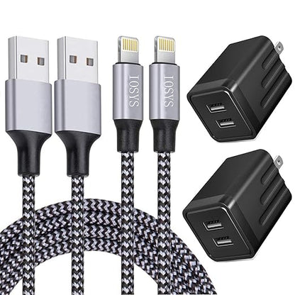 iPhone Fast Charger,iPhone Charger Fast Charging 2Pack Dual Port USB Wall Chargers Block Adapter Plug Long 6FT Fast Charging Lightning Cable Cord for iPhone 14 13 12 11 Pro Max XS X 8 7 Plus SE iPad