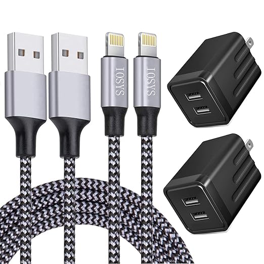 iPhone Fast Charger,iPhone Charger Fast Charging 2Pack Dual Port USB Wall Chargers Block Adapter Plug Long 6FT Fast Charging Lightning Cable Cord for iPhone 14 13 12 11 Pro Max XS X 8 7 Plus SE iPad