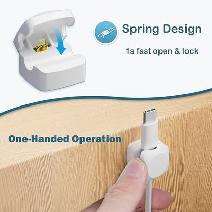 Lancord 8 Pack Cord Organizer Holder, Rotatable Cable Clips, Spring Cord Holder for Nightstand Adhesive Cable Organizer, Cable Management Clips Charging Cord Organizer for Desk Office Car Wall