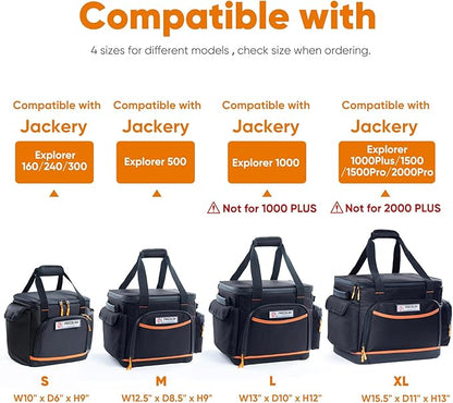 FRECOLSH Travel Carrying Case Compatible with Jackery 500, Portable Power Station Storage Case with Water- proof Bottom and Pocket for Jackery Accessories, Storage Bag Only