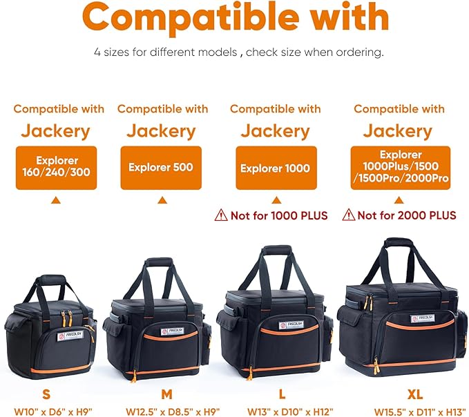 FRECOLSH Travel Carrying Case Compatible with Jackery Explorer 1500, Portable Power Station Storage Case with Water- proof Bottom and Pocket for Jackery Accessories Solar Generator, Storage Bag Only
