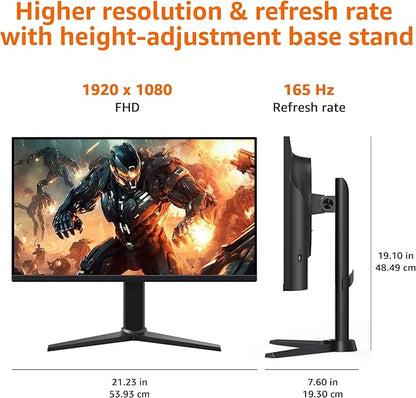 Amazon Basics 24 Inch (23.8 inch viewable) Gaming Monitor, FHD 1080P, 165Hz, VESA Compatible, Adaptive sync, 1ms Response, Black