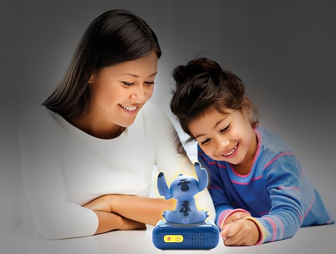 LEXiBOOK, Disney Stitch, Stitch Nightlight Alarm Clock, Sounds and Melodies, LCD Backlit Screen, Luminous, Snooze, Blue, RL800D