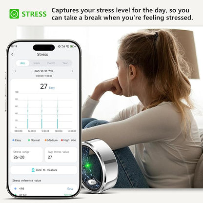 RIFESI Smart Ring for Women Men, Fashion Minimalist Fitness Ring & Sleep Tracker Ring with Heart Rate, Blood Pressure,5ATM Waterproof Health Ring,Gifts for Women Men Gift,No Subscription (9,Black)