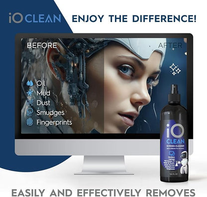Screen Cleaner Spray (16oz+16oz) – Best Large Cleaning Kit for LCD LED OLED TV, Smartphone, iPad, Laptop, Touchscreen, Computer Monitor, Other Electronic Devices – 2 Microfiber Cloths and 4 Nozzles