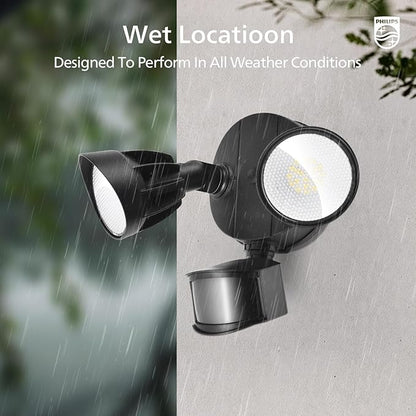 Philips 44W 4200 lm LED Security Light Outdoor w/PIR Motion Sensor, 5000K Daylight Flood Light, Waterproof, Dusk to Dawn, 2 Heads, 4 Modes