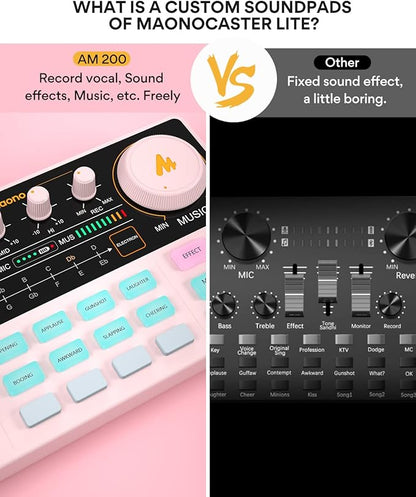 MAONO Podcast Equipment Bundle Audio mixer All-in-One Podcast Production Studio with 3.5mm Microphone for Live Streaming, Podcast Recording, PC, Smartphone, DJ MaonoCaster Lite (AU-AM200-S1)