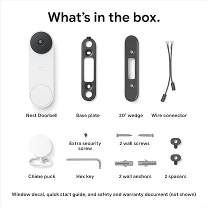 Google Nest Doorbell (Wired, 2nd Gen) - Wired Video Doorbell Camera - Doorbell Security Camera - Snow