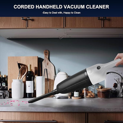 FUNCCUBE Stick Vacuum Cleaner, Corded 2-in-1 Lightweight Vacuum with Powerful Suction, Washable HEPA Filter, Handheld & Upright for Pet Hair, Carpet, Hardwood Floor & Home Cleaning – White MC607C