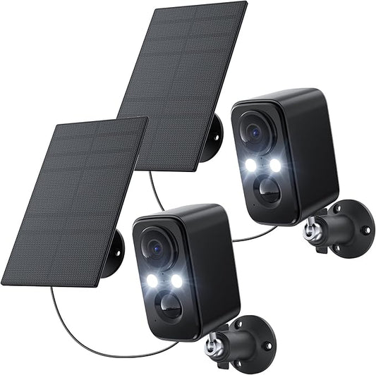 IHOXTX Security Cameras Wireless Outdoor, Flood Light Solar Cameras for Home Security, Home Camera with Color Night Vision, PIR Human Detection, 2-Way Talk, IP66 Waterproof, SD Card/Cloud Storage