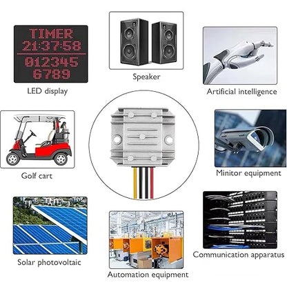 12V to 24V 3A DC Converter - Durable, Waterproof Step-Up Voltage Regulator and Power Boost Transformer, Ideal for Golf Carts & Club Cars