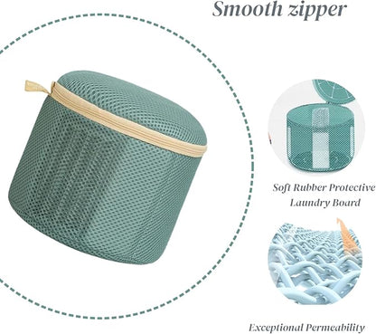 Bra Washing Bag with Anti-Deformation Structure and Fixed Hand-Wash Board,Bra Bag for Washing Machine,Laundry Bag for Delicates (Green)