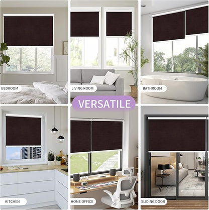 Astomi Motorized Blinds with Remote - Blackout Smart Roller Shades Compatible with Alexa & Goggle Home, Solar Rechargeable, Custom Size 22" - 100" for Indoor Window, Brown