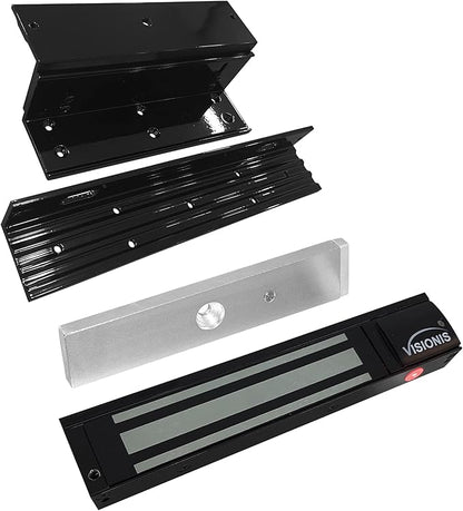 Visionis FPC-5192-BL Black 600lbs Indoor Electromagnetic Lock with 600 lbs L and Z Bracket for Inswinging Door