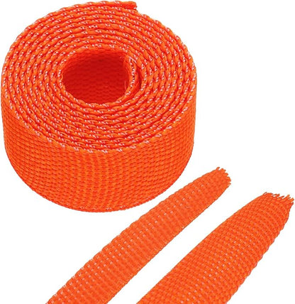 MECCANIXITY Braided Cable Sleeves Heat Shrinkable Fabric Sleeving, 1/2" 3ft Orange 2:1 Ratio Heat Shrinkable Cord Protector for Harness Cable, Network Cable Protection, Cable Management