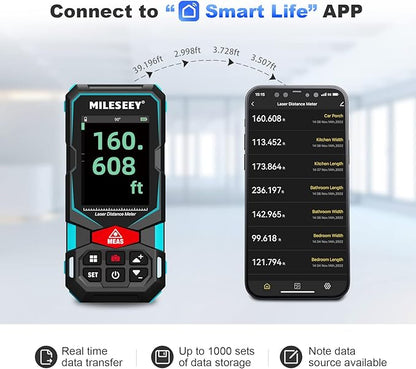 Laser Measure, MiLESEEY 330Ft Laser Distance Meter, Rechargeable Multifunctional Laser Measurement Tool with Pointfinder Camera,P2P Technology, Perfect for Outdoor Long-Range Measuring