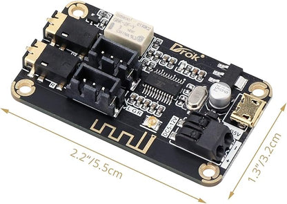 DROK Blue~Tooth Board, 12V Audio Receiver Blue~Tooth Module DC 5V-12V Portable Wire~Less Electronics Stereo Music Receive Circuit Chip with Micro USB Port for Headphone Speaker Home Sound System DIY
