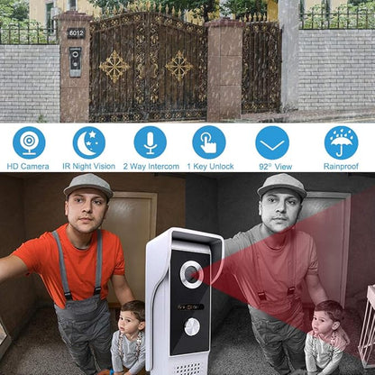 AMOCAM Video Door Phone System, 4.3 Inches Touch Monitor Wired Video Intercom Doorbell Kits, IR Night Vision Camera Door Intercom, Doorphone Telephone Style Indoor Outdoor for Home Villa