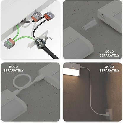 ZAGO 18 Inch LED Hardwired Under Cabinet Lighting with Clamp Connector, 5CCT Switchable, Undercounter Led Lights for Kitchen, 120V, 9W, 620-750LM, ETL & Damp Rated, White, 4 Packs