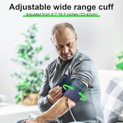 Blood Pressure Monitor Upper Arm: Automatic Blood Pressure Monitors for Home Use - Electric BP Machines Large Cuff 8.7"-16.5" Adjustable - LCD Digital Display 2 Users 99 Sets Memory