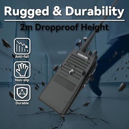 SAMCOM FPCN20A Walkie Talkies with Earpiece, Upgrade Portable UHF Two-Way Radios, VOX, Voice Playing, Rugged 2 Way Radios, 3000mAh Rechargeable for Aduls Church Construction Industrial, 2 Pcs
