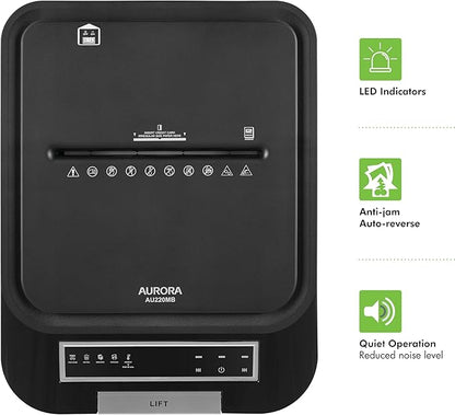 Aurora Commercial Grade 220-Sheet Auto Feed High Security Micro-Cut Paper Shredder/ 60 Minutes/Security Level P-5
