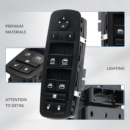 WUANGKI Master Power Window Control Switch | Front Driver Side | 11 Pins | Compatible with 2015-2017 Chrysler 200 | 2011-2019 Dodge Charger | 2016-2018 Ram 1500 2500 3500 4500 5500 | OE 68139805AB