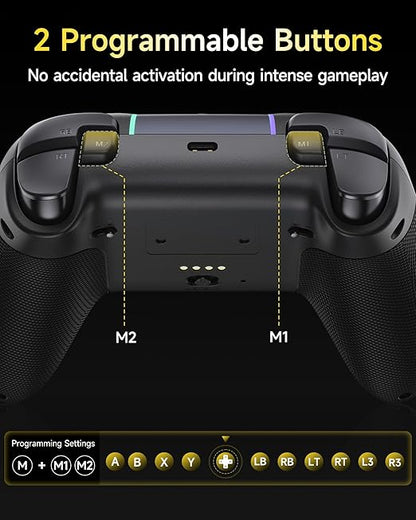 EasySMX X05Pro Wireless PC Controller – Quiet-Press Buttons, 2-Stage Impulse Triggers, 2 Programmable Buttons, Hall Joysticks, 1000mAh Battery, 1000Hz Polling Gaming Controller for PC/Switch/Android/iOS