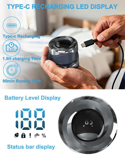 Clicar head shavers for bald men,Magnetic Detachable Head Shaver，Wet or Dry beard trimmer for men，7D IPX7 Waterproof razors for men，Type-C Digital display electric razor for men，Better gifts for men