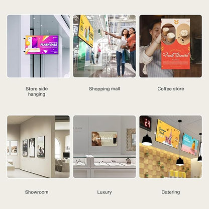 Canlarriz Digital Signage Display 65 inch Wall Mount Digital Menu Board for Restaurants and Stores Advertising Screen 700 nits Ultra-High Brightness 4K UHD Free Web Content Editor Android 4GB + 32GB