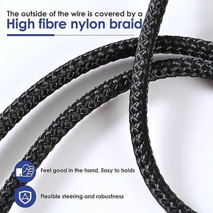 Quelong 5Pcs Headphone Splitter, Dual Headphone Nylon Braided Extension Cable, Hi-Fi Audios Stereo Y Splitter 3.5mm 2 Female 1 Male, Suitable for Phones, PS4, Amplifiers, Smartphones, Tablets,etc.