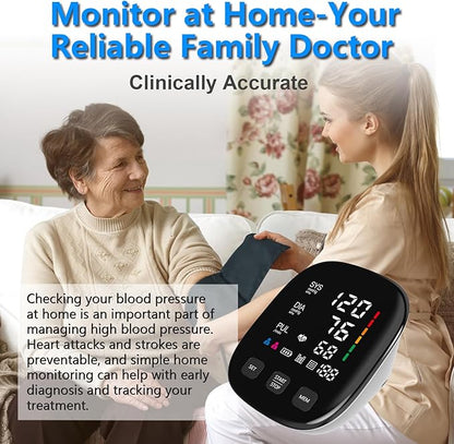 Blood Pressure Monitor, Automatic Upper Arm Blood Pressure Monitors for Home Use with Digital LED Display, Adjustable Blood Pressure Cuff 9-17'' with 2×199 Sets Memory (White)